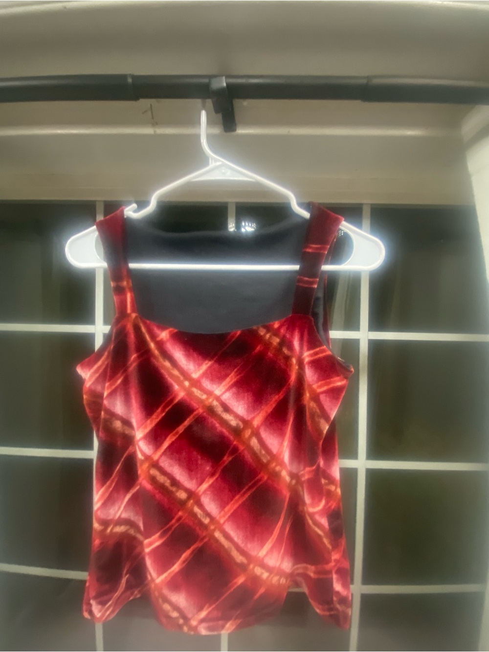 Red Plaid velvet  Tank Top - Women's